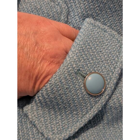 Talbots Black Label Robin's Egg Blue Mid-Century Style Wool Jacket Sz Approx L P - Picture 6 of 15